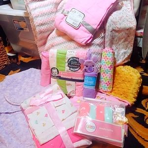 Huge bundle of baby girl blankets